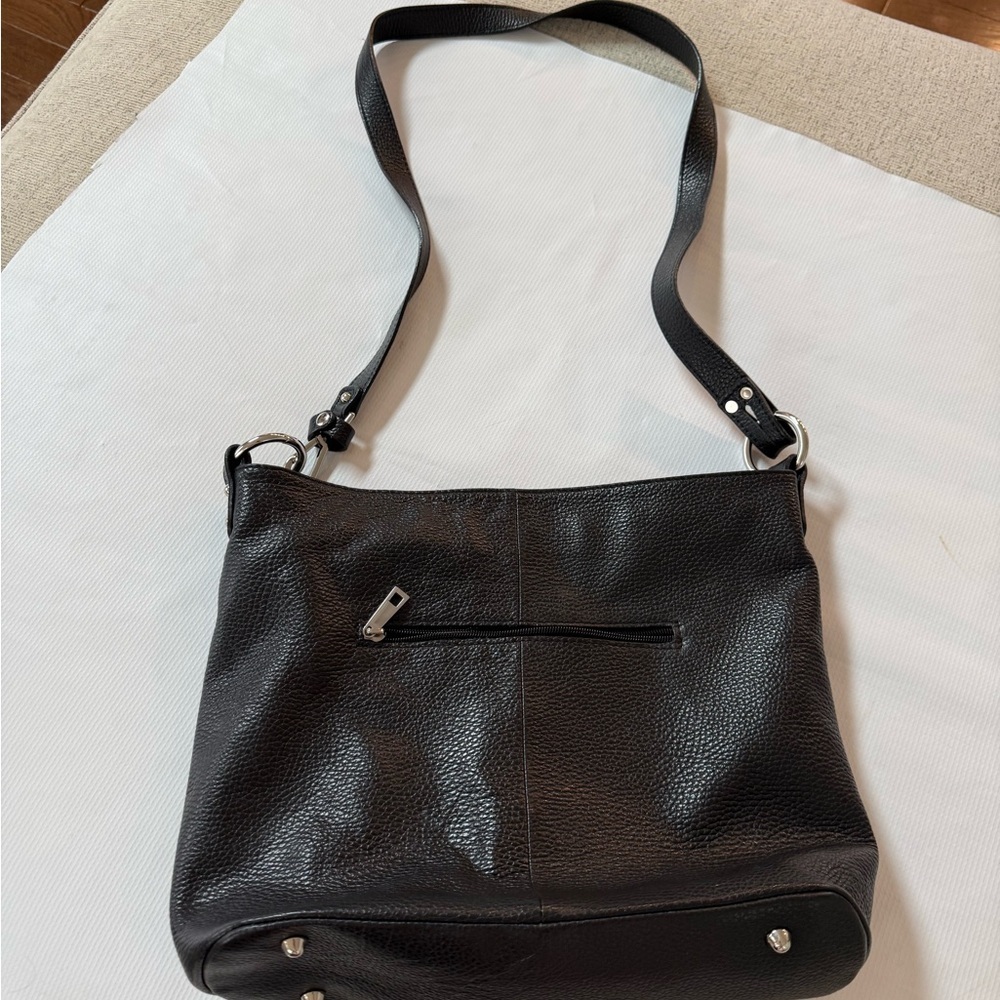 Borse in Pelle Soft Pebble Leather Black Crossbody Bag - Picture 6 of 14